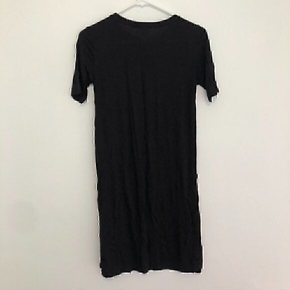 H&M BASICS Solid Black Short Sleeve Crew Neck 100% Viscose Mini T-Shirt Dress XS - Picture 10 of 12